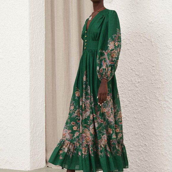 Zimmermann RHIANNON Deep V-neck Long-sleeved Maxi Dress - Picture 2 of 15